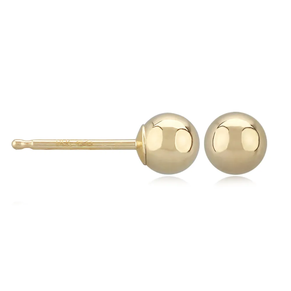 14k Gold 4mm Ball Stud Earrings