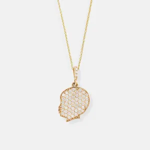 14K Gold Pavé Diamond Silhouette Charm Necklace