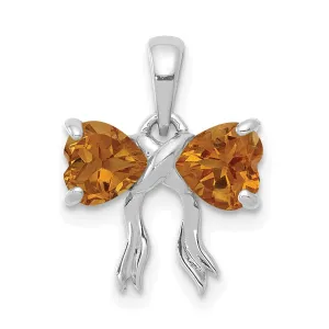 14k White Gold Citrine Birthstone Bow Pendant