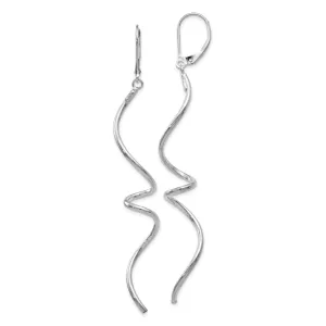 14k White Gold Twist Dangle Leverback Earrings