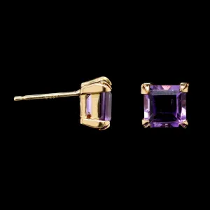 14K Yellow Gold Estate Amethyst Stud Earrings