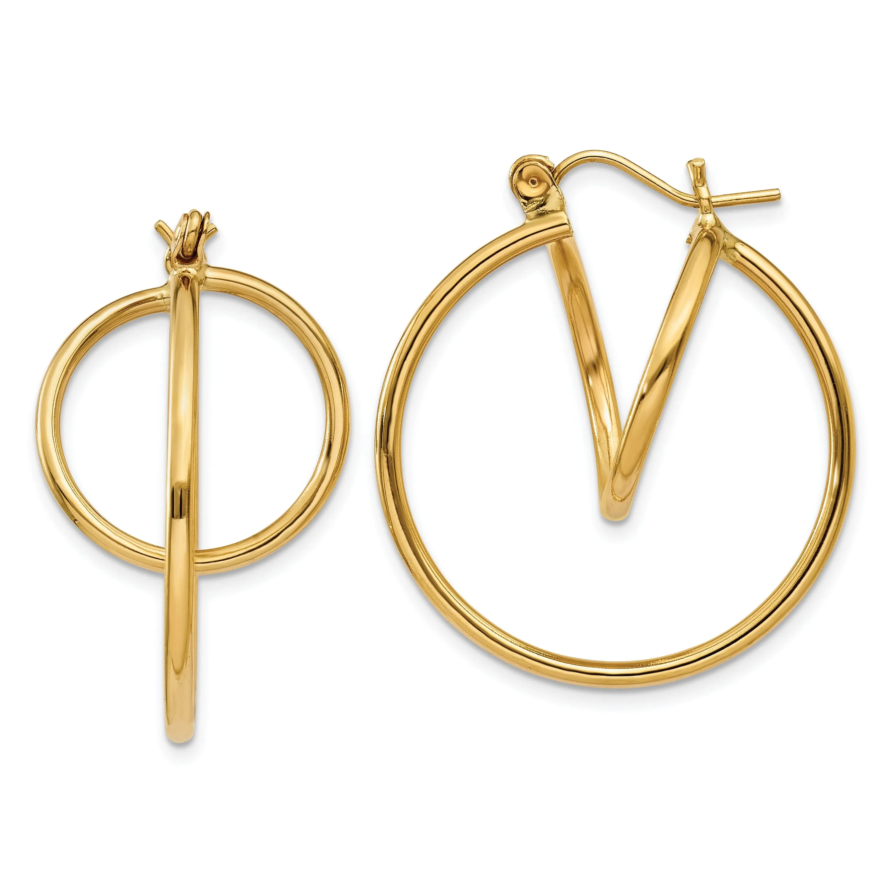 14k Yellow Gold Polished Fashion Hoop Earrings