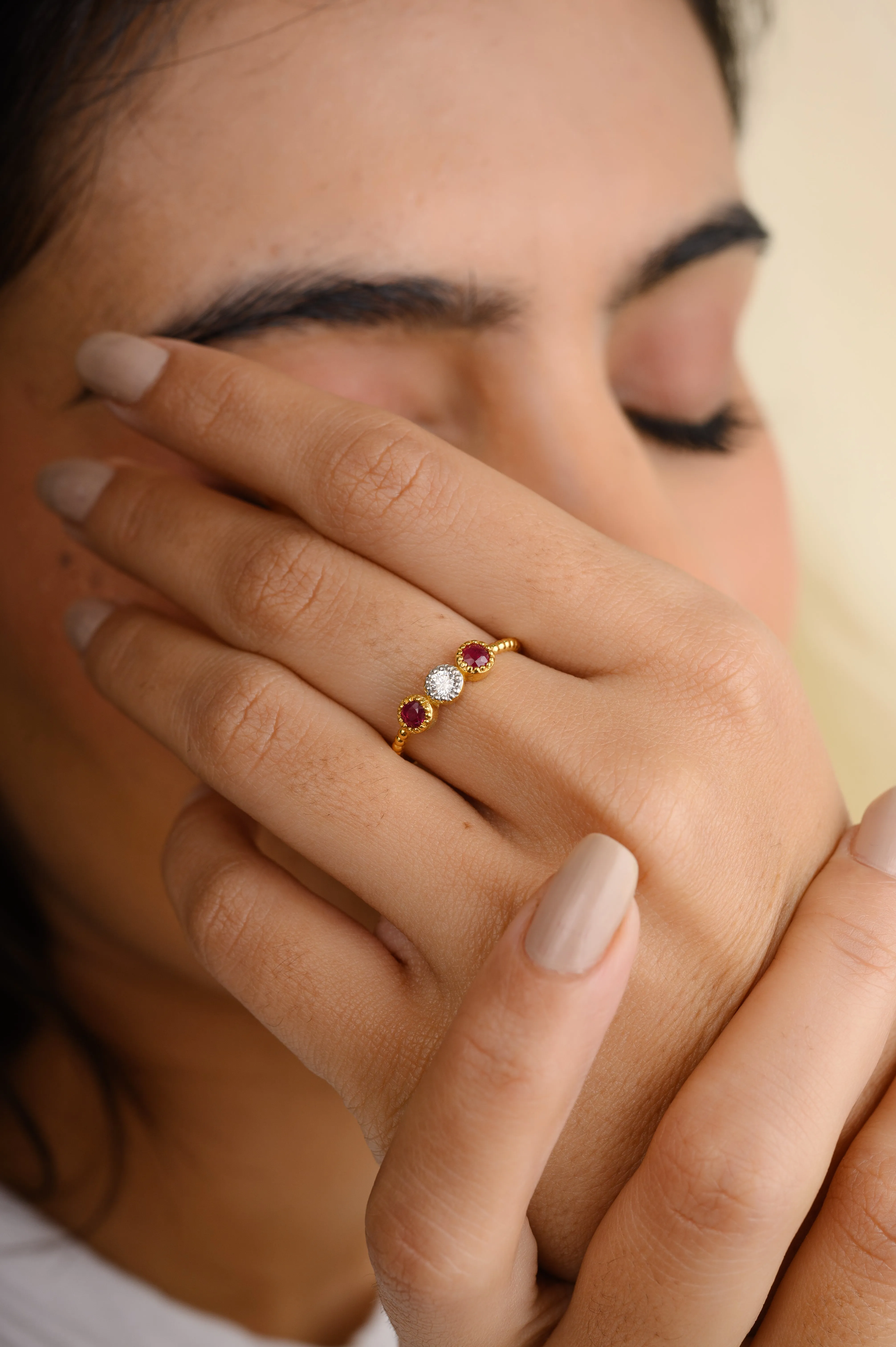 18K Gold Ruby & Diamond Statement Ring