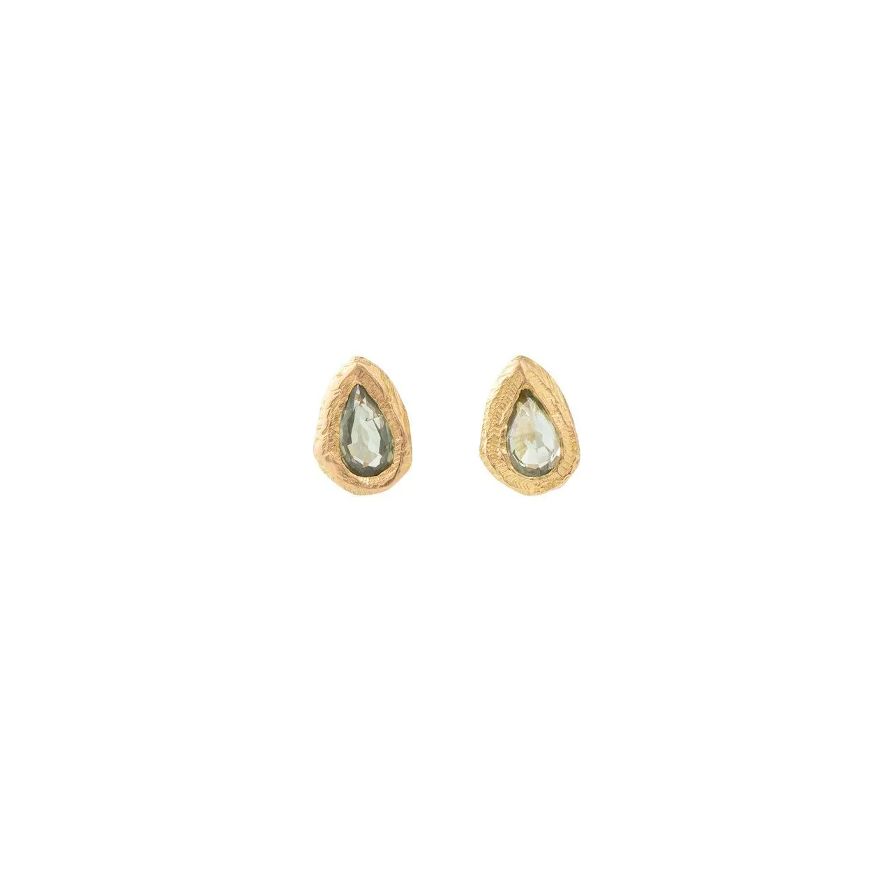 18K Teardrop Studs in Green Sapphire