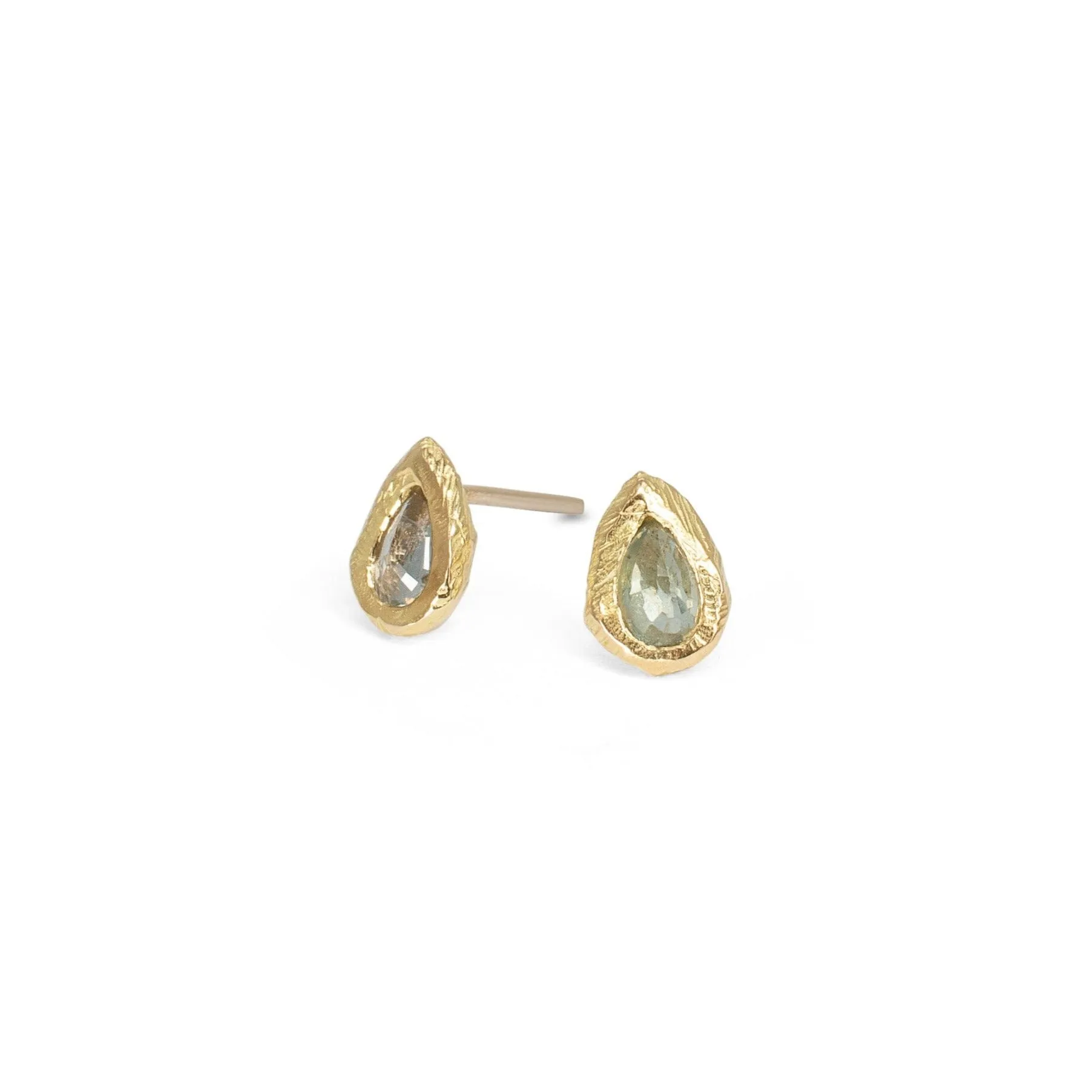 18K Teardrop Studs in Green Sapphire