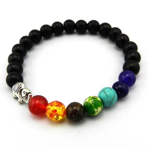 2016 New 7 Chakra Bracelet Men Black Lava Healing Balance Beads Reiki Buddha Prayer Natural Stone Yoga Bracelet For Women