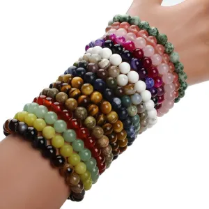 2017 Fashion Natural Stone Bracelets For Women Men Rose Quartzs Tiger Eyes Agates Beaded Yoga Bracelets Pulseira Masculina F2852