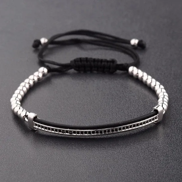 2020 Classic Luxury CZ Black Zircon Long Tubes&amp;4MM Copper Beads Macrame Men Bracelets&amp;Bangles For Women Jewelry Bileklik