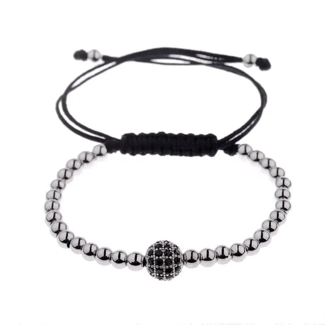 2020 Classic Luxury CZ Black Zircon Long Tubes&amp;4MM Copper Beads Macrame Men Bracelets&amp;Bangles For Women Jewelry Bileklik