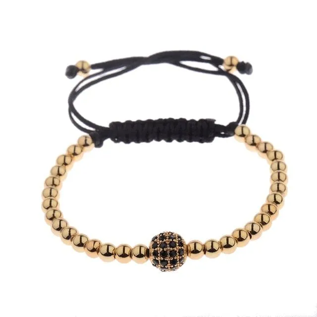 2020 Classic Luxury CZ Black Zircon Long Tubes&amp;4MM Copper Beads Macrame Men Bracelets&amp;Bangles For Women Jewelry Bileklik