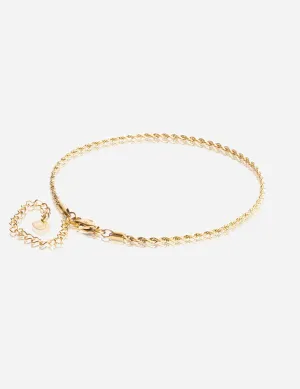 2mm Rope Anklet - Gold