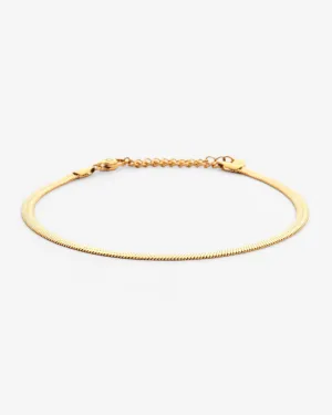 4mm Herringbone Anklet - Gold