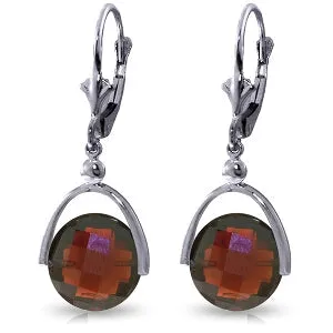 8.4 Carat 14K Solid White Gold Leverback Earrings Checkerboard Cut Garnet