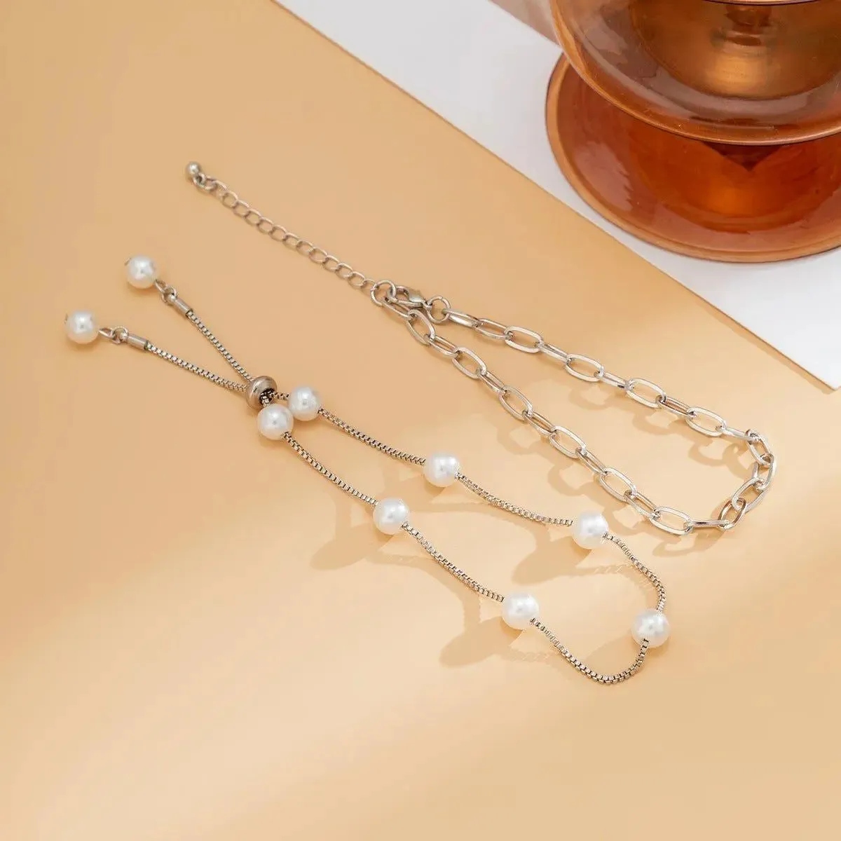 Adjustable Pearl Anklet Set