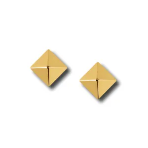 AFJ Gold Collection - Pyramid Stud Earrings, Yellow Gold