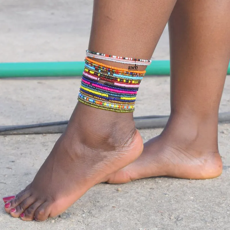 All-match color beaded anklet