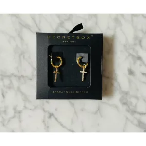 Athena Cross Huggie Hoop Earrings