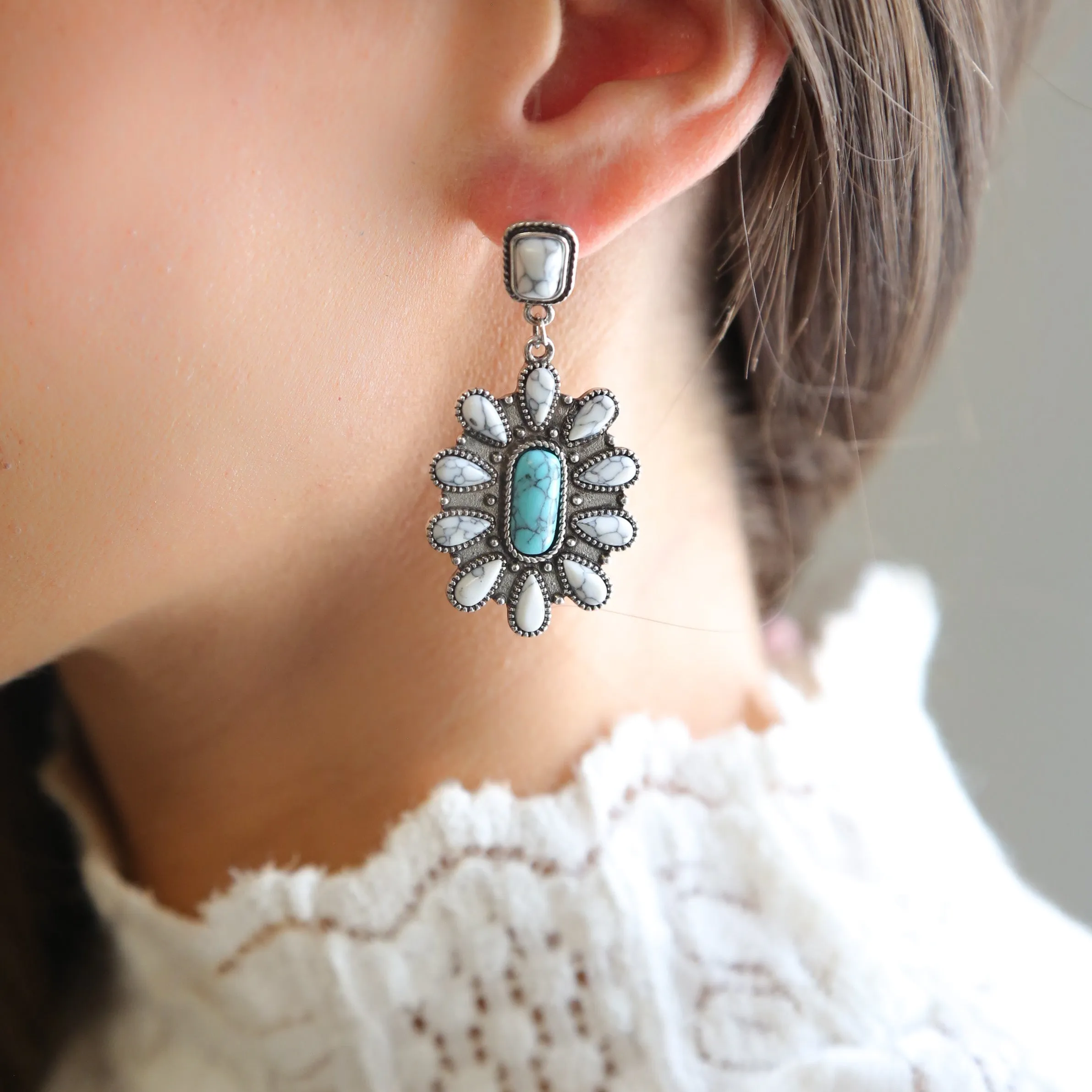 BEAU - Turquoise Blossom Western Earring