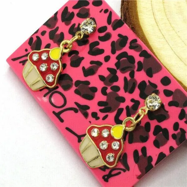 Betsey Johnson Cupcake Rhinestone Earrings