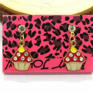 Betsey Johnson Cupcake Rhinestone Earrings