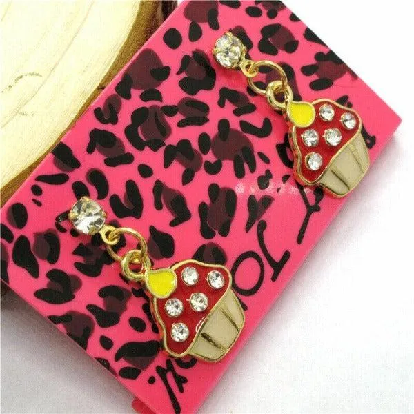 Betsey Johnson Cupcake Rhinestone Earrings