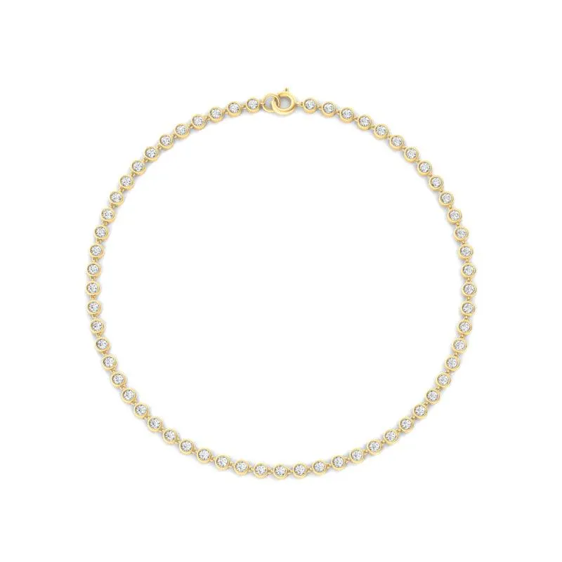 Bezel-Set Diamond Anklet Chain