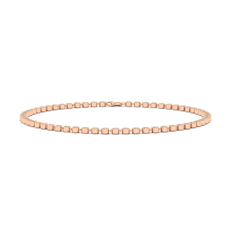 Bezel-Set Diamond Anklet Chain