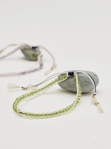 Birthstone Silk Braid Anklet- AUG