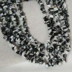 Black & White  Gemstone Jasper Multi-strand Necklace