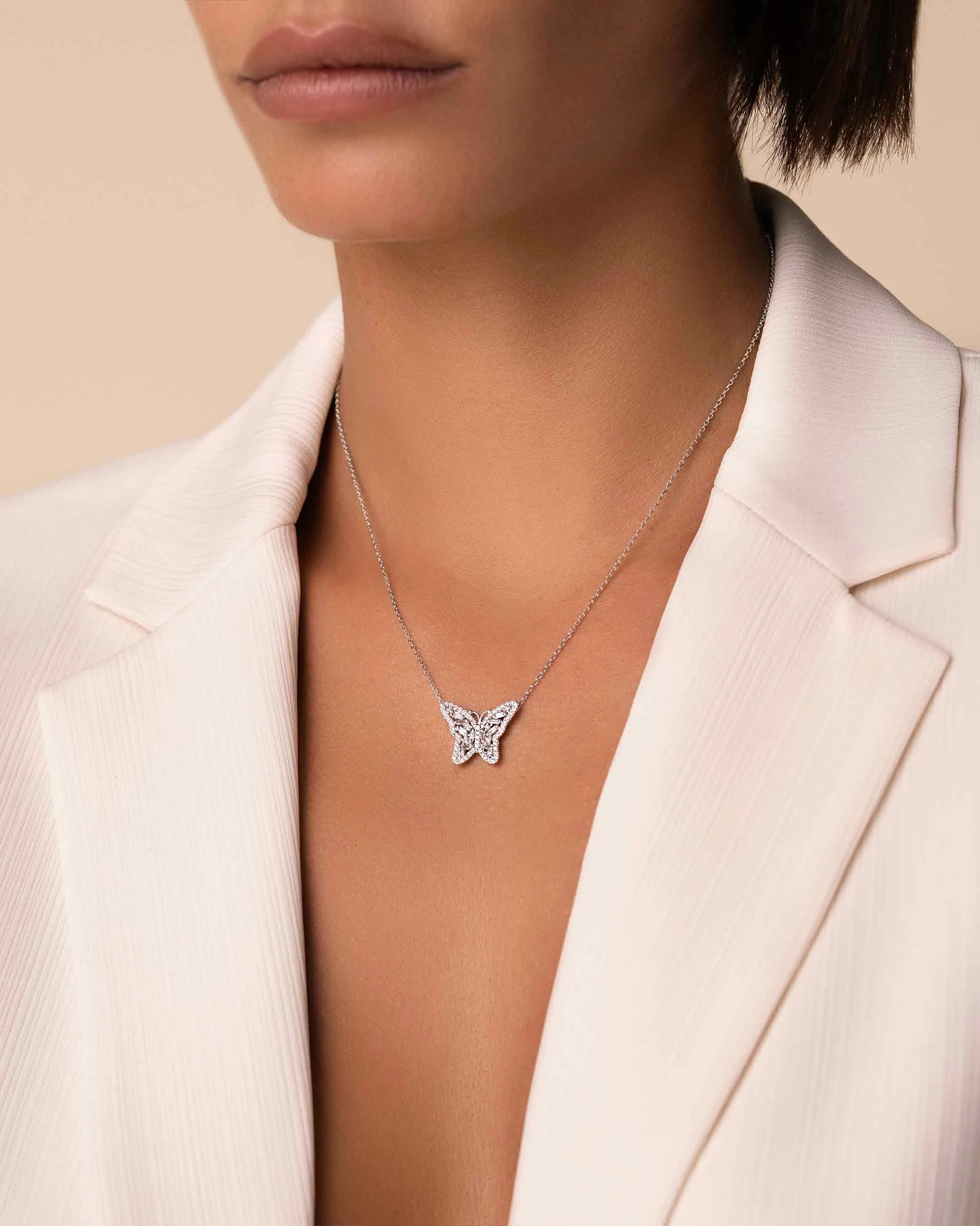 Bold Diamond Small Butterfly Pendant