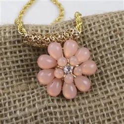 Bold Peach Flower Pendant Necklace