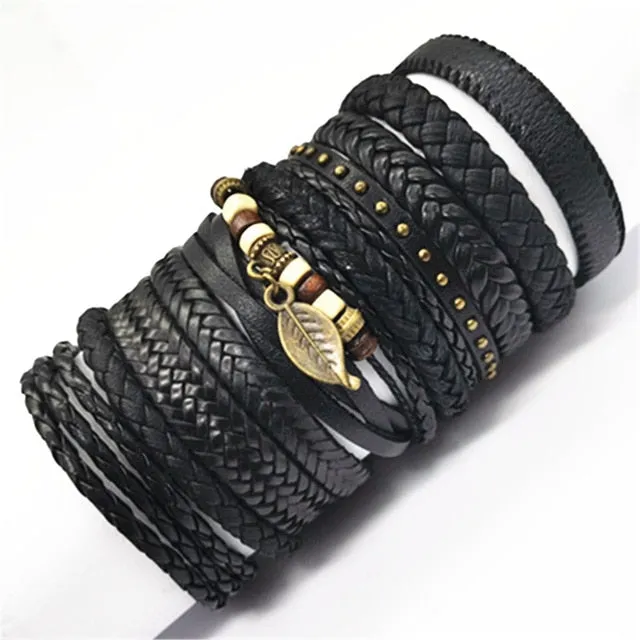 Bracelets 10pcs/set Black Wrap Woven Handmade  Men or Women  ID  A112 - 1105