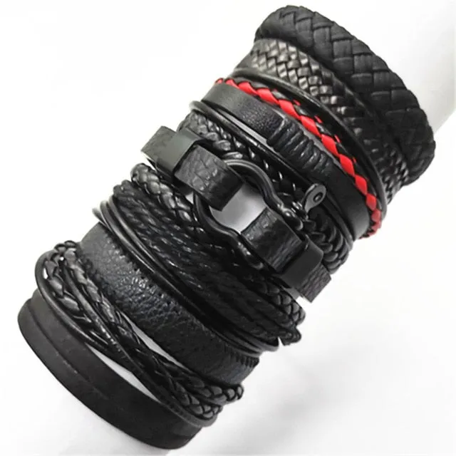 Bracelets 10pcs/set Black Wrap Woven Handmade  Men or Women  ID  A112 - 1105