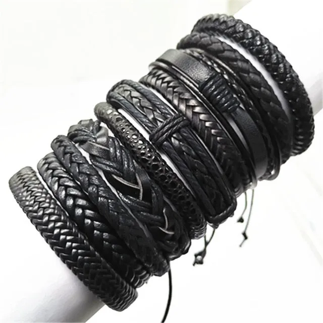 Bracelets 10pcs/set Black Wrap Woven Handmade  Men or Women  ID  A112 - 1105