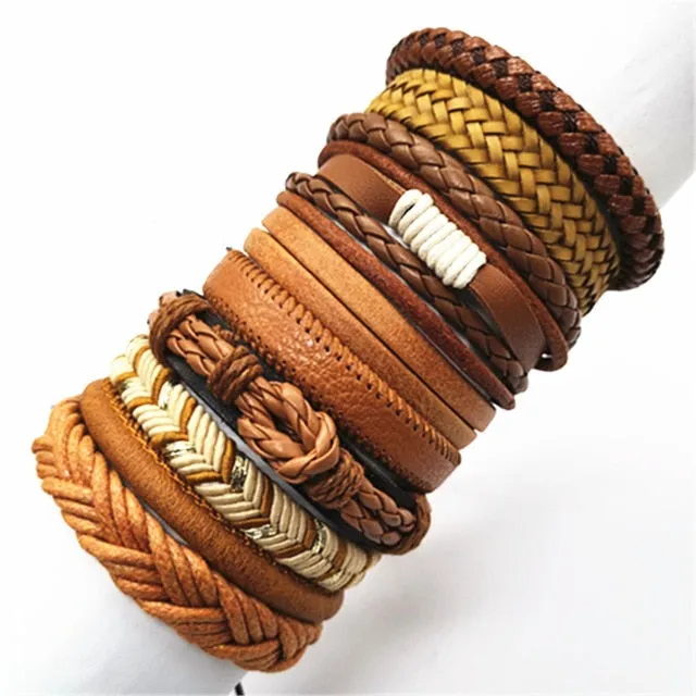 Bracelets 10pcs/set Black Wrap Woven Handmade  Men or Women  ID  A112 - 1105