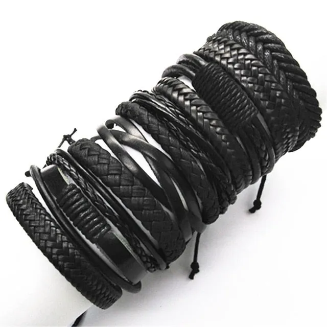 Bracelets 10pcs/set Black Wrap Woven Handmade  Men or Women  ID  A112 - 1105