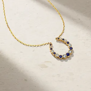 Bubbly Horseshoe Sapphire and Diamond Pendant