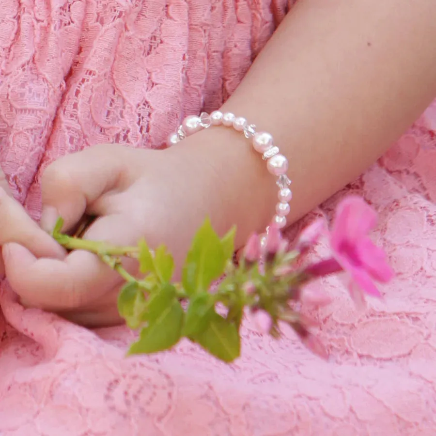 Cherished Moments, Sadie- Sterling Silver Pink Pearl Bracelet for Babies and Girls