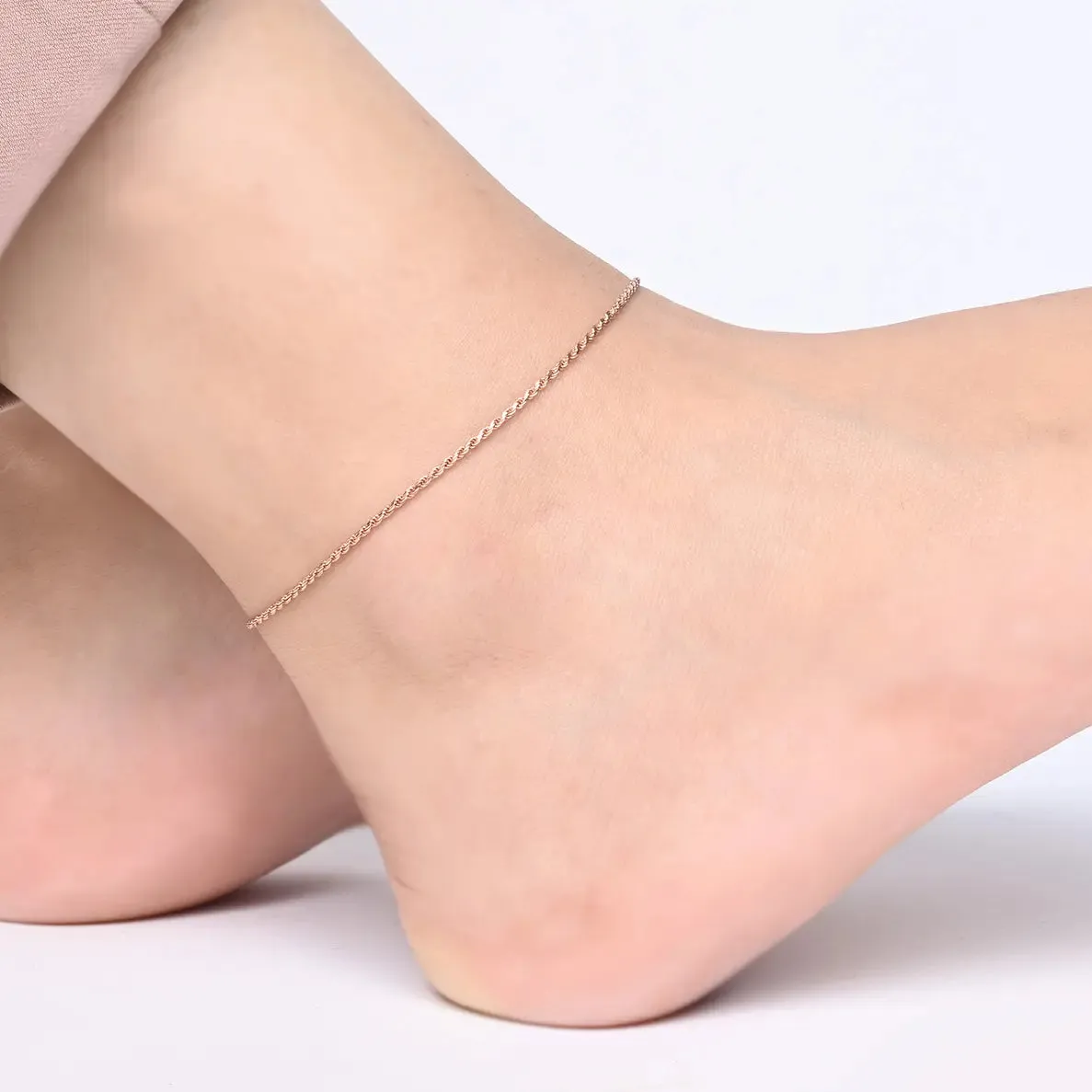 Classic Rolo Silver Anklet