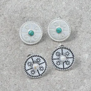 Concho Stud Titanium Earrings