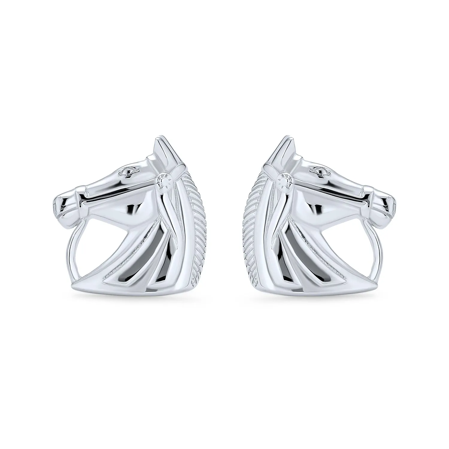 Cowgirl Equestrian Horse-Head Stud Earrings Sterling Silver Western Jewelry