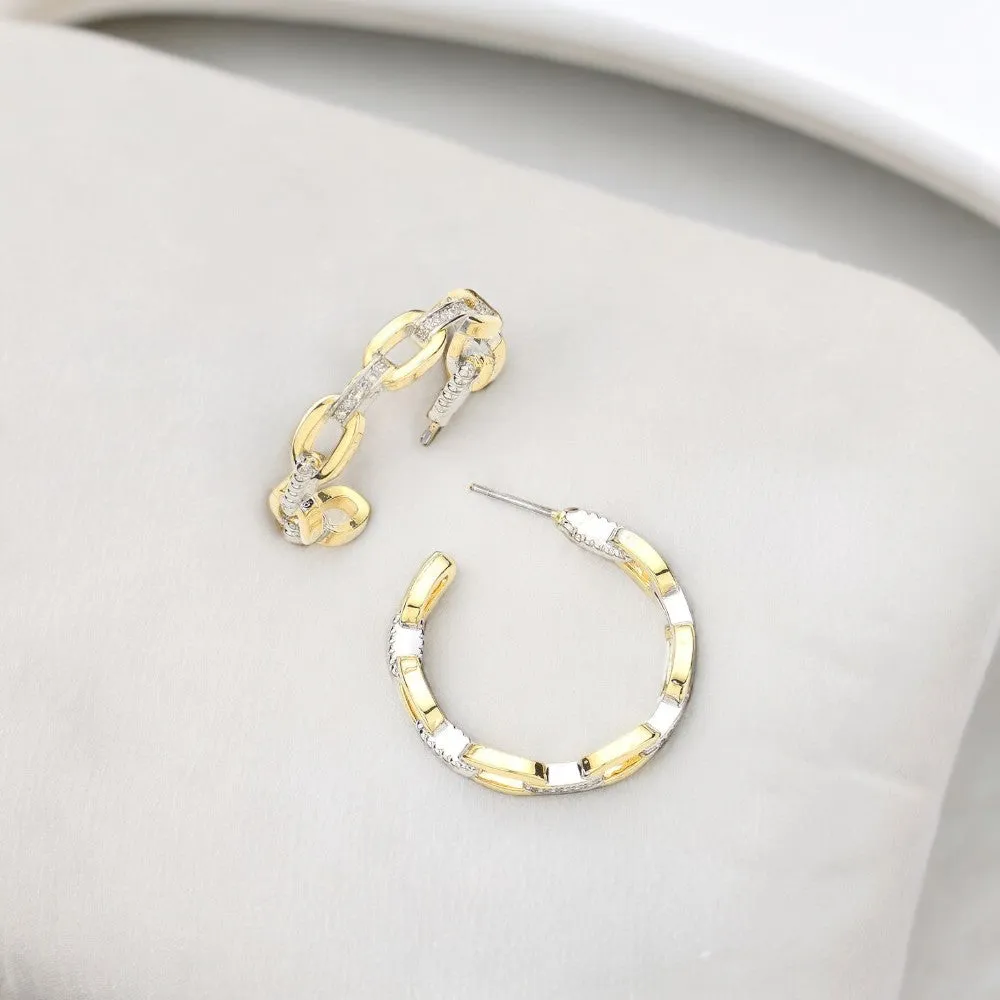 CZ Linked Hoop Earrings