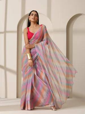 Desert Fairy Printed Chiffon Saree with Fuchsia Blouse Fabric