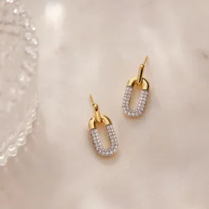 Diamond Dipped Paperclip Drop Earrings