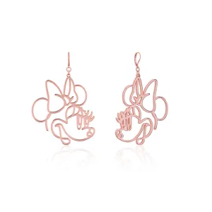 Disney Rose Gold Plated Stainless Steel Minnie Mouse Wire Style 50mm Drop Earrings