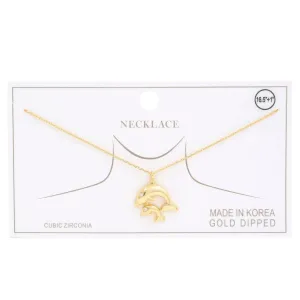 Double Dolphin Charm Gold Dipped Necklace