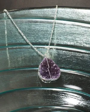 Druse Crystal Pendant on Silver Chain