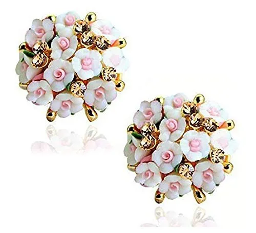 Electomania High Quality Floral Gold Plated Stylish Fancy Party Wear Earrings For Women & Girls (1 pair)