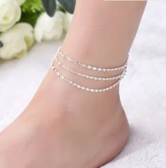 Elegant And Simple Multi-Layer Wave Anklet