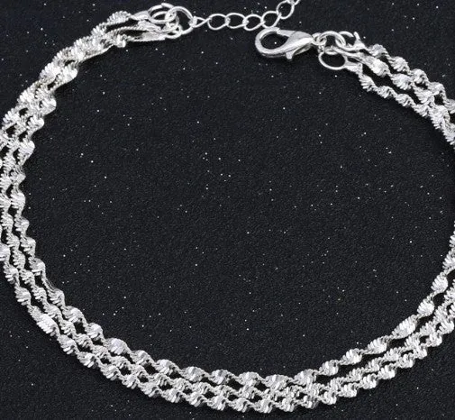 Elegant And Simple Multi-Layer Wave Anklet